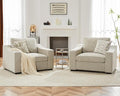 ABCASA 47" W Oversized Accent Chair Set of 2, Comfy Upholstered Sofa Chair with Large Seat and Wide Armrest, Pet-Friendly Modern Lounge Armchair for Living Room/Apartment/Bedroom, Soft Linen, Oatmeal