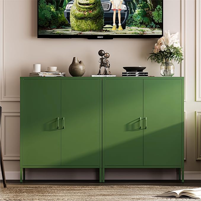 Metal Storage Cabinet with 2 Adjustable Shelves & 2 Doors