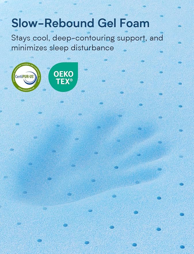 California King Mattress Firm, 14 Inch Cooling Gel Memory Foam Mattress, Back Pain Relief, Cooling Ice Silk Cover, Bed Mattress in Box, CertiPUR-US Certified
