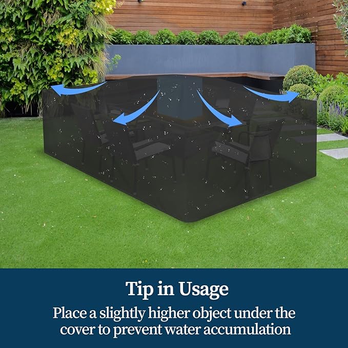Easy-Going Square Patio Furniture Cover Waterproof Outdoor Dining Table and Chair Cover Anti-UV Outside Sectional Sofa Set Covers (126"L x 126"W x 32"H, Black)