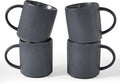 famiware Coffee Mug Set for 4, Star 16 oz Catering Mugs Cup Set with Handle for Coffee, Tea, Cocoa, Milk - Ceramic Stoneware Drinkware Set, Matte Dark Charcoal