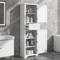 Tall Storage Cabinet, Bathroom Floor Freestanding Storage Cabinet with 2 Doors, One Drawer, and Adjustable Shelf for Bathroom, Office, Living Room, White