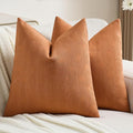 FUTEI Burnt Orange Chenille Decorative Throw Pillow Covers 26x26 Inch Set of 2,Soft Cozy Striped Geometric Patterns Euro Pillow Sham,Modern Home Decor for Couch Bed Living Room