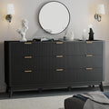 SUNWAVE Fluted 9 Drawer Dresser for Bedroom, 59.1" Wide Modern Large Dresser with Round Corner, Wood Drawer TV Stand for Living Room