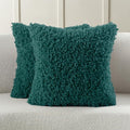 FUTEI Teal Decorative Throw Pillow Covers 22x22 Inch Set of 2,Soft Fluffy Faux Wool Fur Boucle Textured Cushion Case,Modern Home Decor for Couch Bed Living Room Office