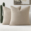 FUTEI Pack of 2 Oatmeal Decorative Throw Pillow Covers 20x20 Inch Soft Cozy Solid Boucle Textured Cushion Case,Modern Home Decor for Couch Bed Living Room