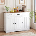 Gizoon Farmhouse Sideboard Buffet Cabinet, 42.5'' Kitchen Storage Cabinets with 3 Drawers and Barn Doors, Wood Coffee Bar Cabinet with Adjustable Shelf for Kitchen, Dining Room, Living Room, Retro
