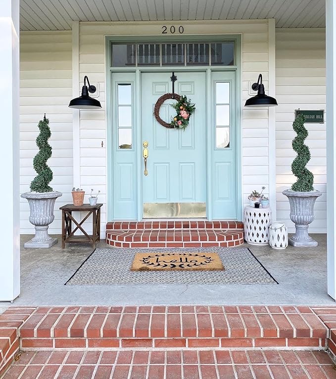 Steel Lighting Co. Gardena Barn Light | Outdoor Wall Mounted | 16" Dome | 23" Gooseneck | Farmhouse Light Made in America | Matte Black Exterior/White Interior