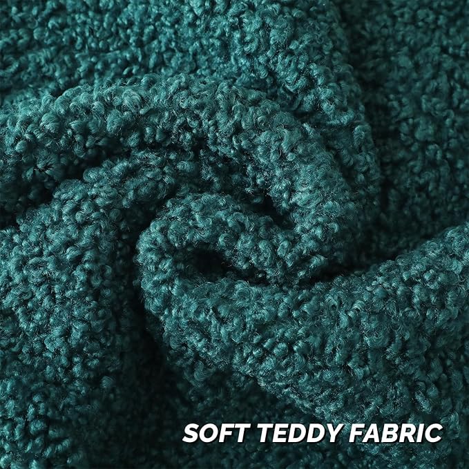 FUTEI Dark Green Throw Pillow Covers 18x18 Inch Set of 2,Furry Faux Fur Teddy Boucle Textured Cushion Covers,Soft Fluffy Decorative Pillow Case,Home Decor for Couch Bed Living Room Office Car