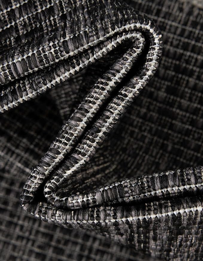 Unique Loom Outdoor Border Collection Area Rug - Soft Border (5' 1" Square, Black/ Ivory)