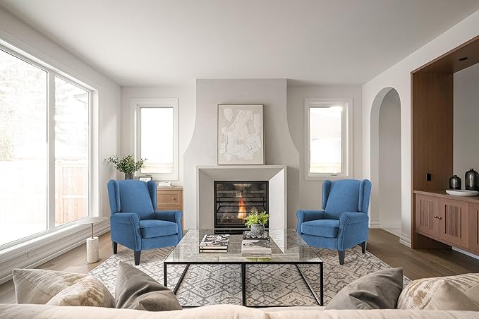 Accent Chair Set of 2, Modern Living Room Chairs with Wingback, Comfy Upholstered High Back Single Sofa for Bedroom, Mid-Century Reading Armchair Sillas para Sala