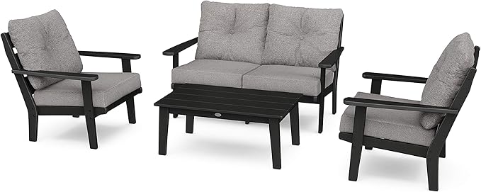 POLYWOOD® Lakeside Deep Seating Set, Black/Grey Mist