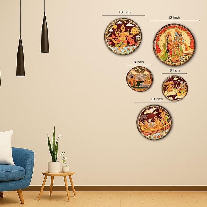 RITUALISTIC Ramayan Wall Plates for home decoration & living room | Metal Wall Décor | Gift items for unisex | Wall art | Wall showpiece| Home Décor Christmas Gift Items | Set of 5 plates