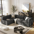 108" L Shaped Couch, Modular Sectional Sofa with Chaise, Cloud Boneless Couch with Deep Seat & Removable Pillow for Living Room, Bedroom,No Assembly Required（Grey）