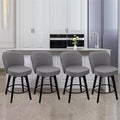 MINCETA Bar Stools Set of 4, 26 Inch Upholstered Barstools with Backrest and Footrest, Swivel Counter Height Barstools for Kitchen Island Home Bar Gray