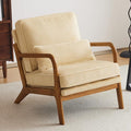 VINGLI Upgraded Premium Corduroy Accent Chair,Upholstered Arm Chair,Solid Wood Comfy Reading Chair with Lumbar Pillow, Mid Century Modern Chairs for Living Room,Bedroom,Guest Room,Dark Beige