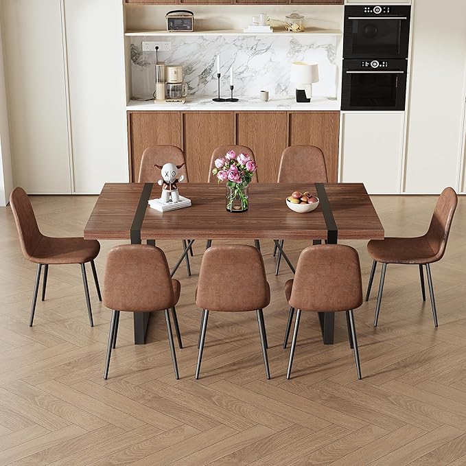 9 Piece Dining Table Set，Dining Room Table Set for 8，71'' Kitchen Table and Modern Chairs Set of 8，8 Chair Dining Table Set for Kitchen Dining Room