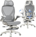 ELABEST X100 Ergonomic Office Chair with Footrest, Big and Tall Home Desk Chair with 5D Flip-Up Arms, Adjustable 3D Lumbar Support,High Back Rolling Computer Chair, Swivel Mesh Chairs (Frosted Dawn)