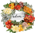 VEVOR Spring Wreath for Front Door 24 Inch - Artificial Hydrangea Year-Round Wreath with Welcome Sign, All Season Outdoor Indoor Decor for Home Wall Window