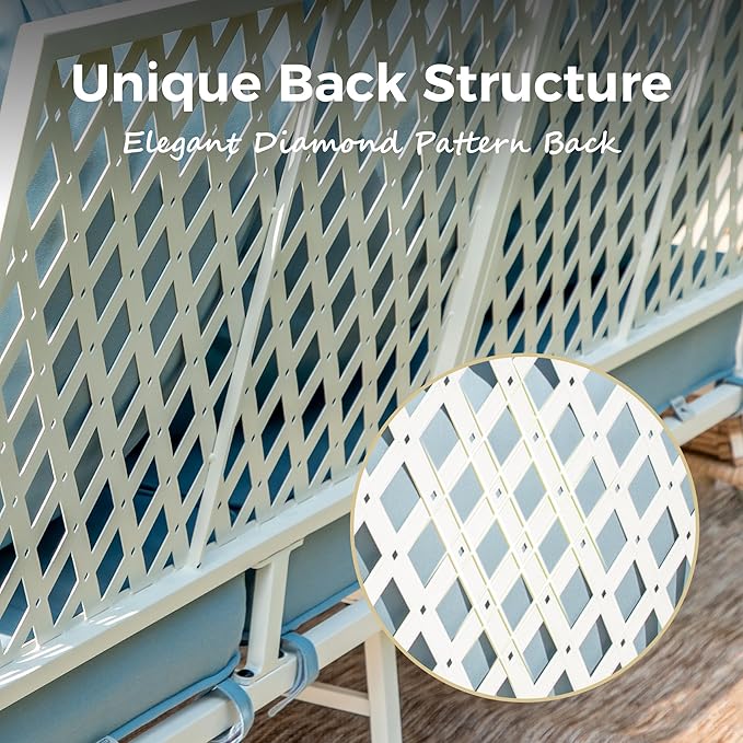 Patio Furniture Sofa, 3-Seat Patio Sofa Steel Frame Outdoor Sectional Couch with Deep Seating and 5.5” Cushions for Lawn Backyard Porch Deck, Blue