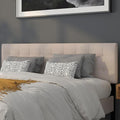 EMMA + OLIVER Quilted Tufted Upholstered King Size Headboard in Beige Fabric
