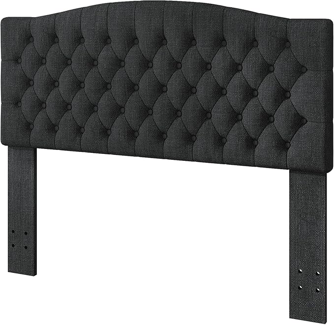 Queen Headboard Only, Upholstered Headboard for Adjustable Bed Linen Tufted Queen/Full Size Wall Mounted Head Board with Solid Wood Legs Head Board, Dark Gray