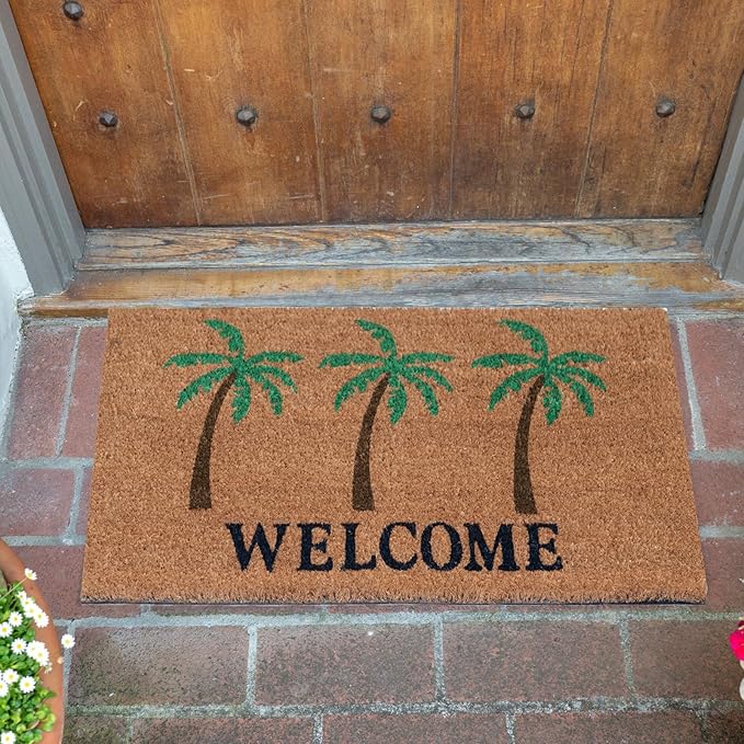 KAF Home - 17 x 30 Coir Doormat - Welcome Palm Trees