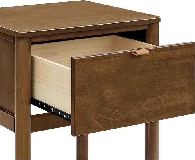 Babyletto Bondi Assembled Nightstand for Kids Bedroom - GREENGUARD Gold Certified Modern Boho Bedside Table with Storage Drawer & Vegan Leather Pull - Versatile Wood Night Stand for Kids & Guest Rooms