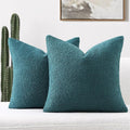 FUTEI Pack of 2 Teal Green Decorative Throw Pillow Covers 16x16 Inch Soft Cozy Solid Boucle Textured Cushion Case,Modern Home Decor for Couch Bed Living Room