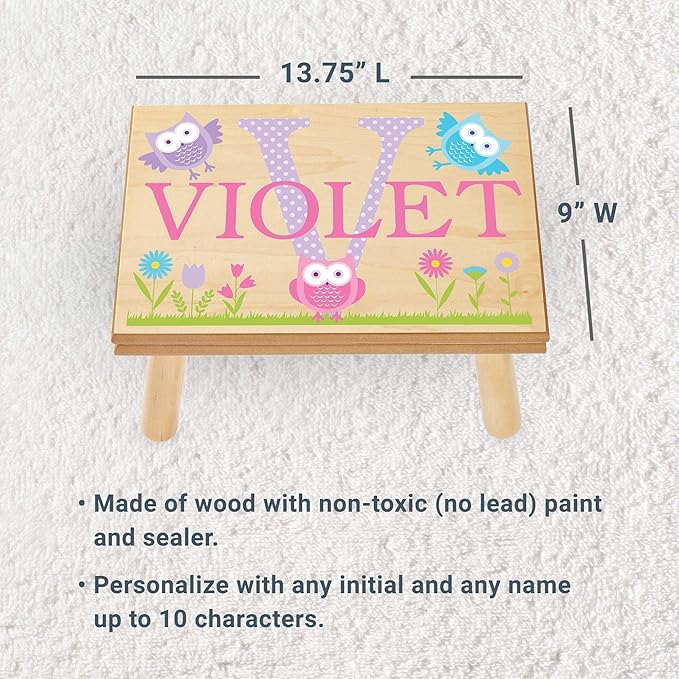 Let’s Make Memories Personalized My Own Name Step Stool - Children’s Step Stool - Sturdy Wood – Non-Toxic Paint, Sealer - Dinosaur Design - Natural - 14’Wx9.25”Lx8.75”H - Ages 3+