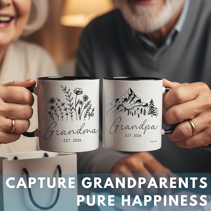 Christmas Gifts For First Time Grandparents, Promoted To Grandma And Grandpa Mugs Est 2026, Grandparents Baby Announcement, Pregnancy Announcement Mug, Grandparent To Be Gifts, New Grandparent Gift