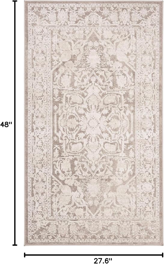 SAFAVIEH Reflection Collection Accent Rug - 2'3" x 4', Beige & Cream, Non-Shedding & Easy Cleaning, Ideal for Entryway, Living Room, Bedroom (RFT665A)
