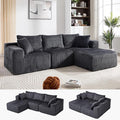 102" Modular Sectional Sofa, L-Shape Cloud Sectional Couch with Deep Seat, 3 Seat Memory Foam Comfy Boneless Couches for Living Room Bedroom, No Assembly Required, Grey