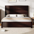 AMERLIFE Queen Size Bed Frame with 51.2" Spliced Headboard, Rustic Bedframe Wood Platform Bed/Wood Slats Support, No Box Spring Needed, Noiseless, Dark Brown