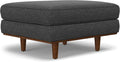 SIMPLIHOME Morrison 33-inch Wide Table Ottoman in Charcoal Grey Woven-Blend Fabric, Multifunctional Footrest, Coffee Table, or Extra Seating for Living Room, Mid-Century Modern Style