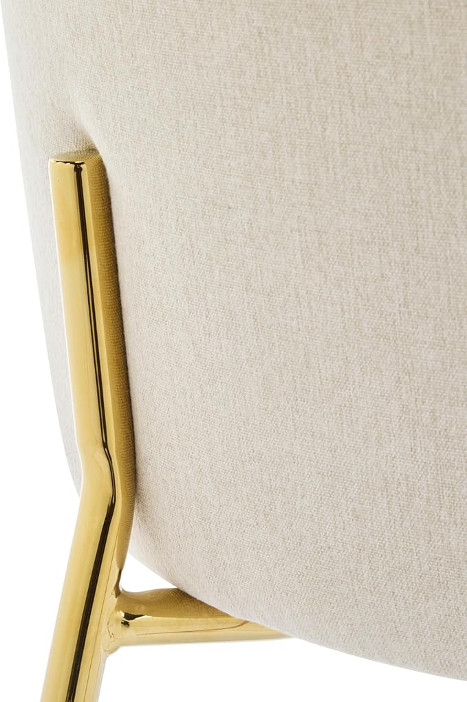 Christopher Knight Home Kira Indoor Upholstered Barstool with Metal Frame Set of 2, Bar Chairs Kitchen Stools, Comfy Fabric Bar Seating for Island Home Office, 29.5''Seat Height, Beige+Gold