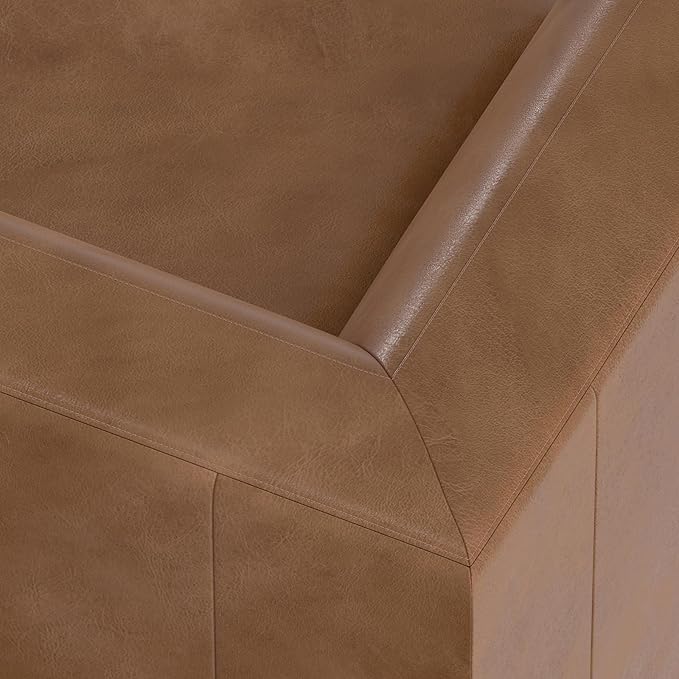 SIMPLIHOME Rex U-Shaped Sectional Modular Sofa in Full-Grain Genuine Leather, Caramel Brown, 144-inches Wide, Handcrafted Modern-Style Large Leather Couch for Living Room