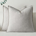 a moment Linen Pillow Covers Set of 2,Boho Farmhouse Throw Pillowcases Neutral Textured Decorative Covers for Couch Sofa, Linen Blend Accent Case Cushion Living Room Home Decor 22"x22" Beige Grey