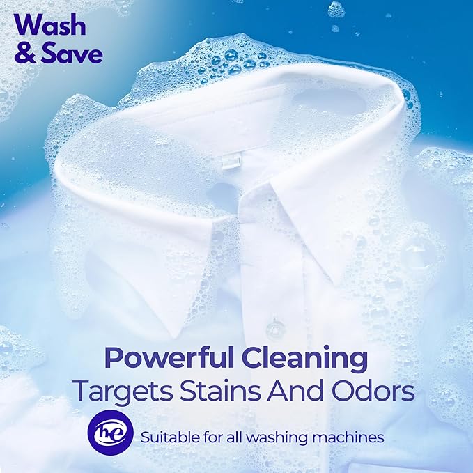 WASH & SAVE Laundry Detergent Sheets (60 Loads, 30 Sheets) | Plant Based, Eco-Friendly, Hypoallergenic Liquidless Detergent, Perfect for Travel & Dorm (Spring Fresh)