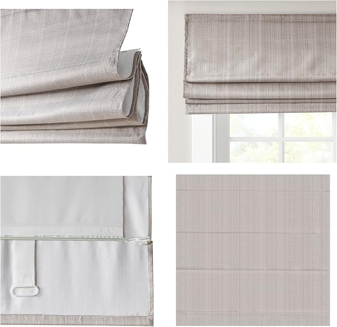 Madison Park Galen Cordless Roman Shade, 39"W x 64"H, Sheen Taupe – Room Darkening, Thermal Insulated, Energy Efficient Window Blind with Subtle Sheen Basketweave Fabric for Privacy