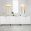 Fluted Storage Cabinet with Doors Set of 3, Wooden Sideboard Buffet Cabinet with Adjustable Shelves, Modern Accent Table for Living Room, Entryway, White