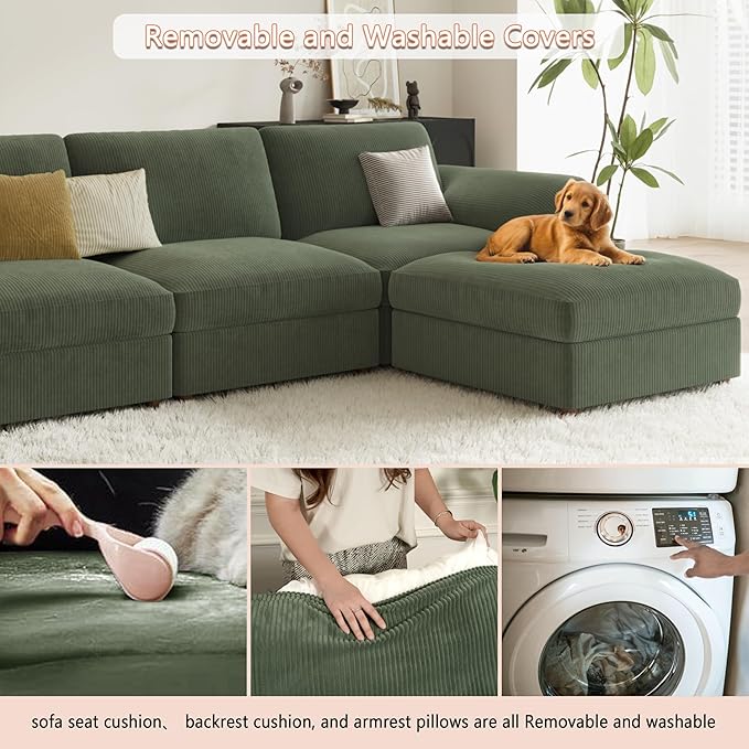 EASE MOOSE Oversized Modular Sectional Sofa, Extra Large L Shape Sectional Cloud Couch,Comfty Deep Modular Sofa with Ottoman for Living Room