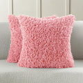 FUTEI Pink Decorative Throw Pillow Covers 22x22 Inch Set of 2,Soft Fluffy Faux Wool Fur Boucle Textured Cushion Case,Modern Home Decor for Couch Bed Living Room Office