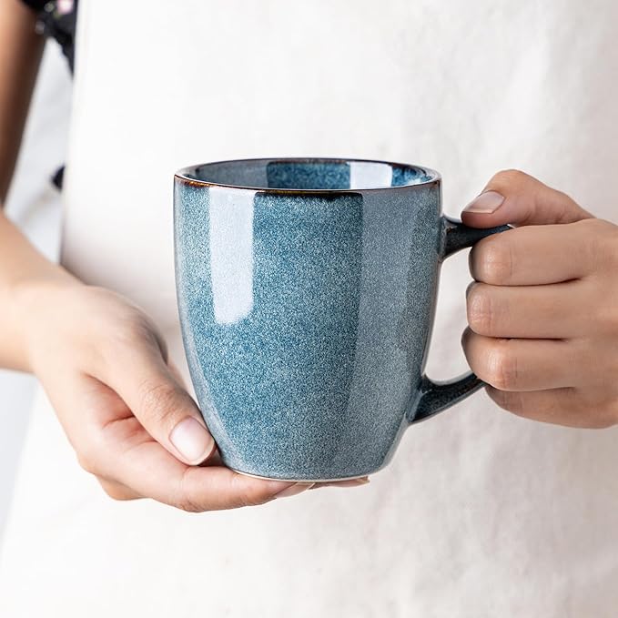 GBHOME Ceramic Coffee Mugs Set of 4, 12oz Stoneware Coffee Mugs Set For Dad Mom Women MEN, Light Weight Ceramic Coffee Cups for Latte/Tea/Beer/Hot Cocoa, Dishwasher & Microwave Safe