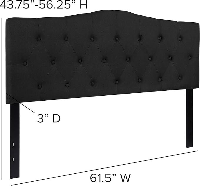 BizChair Tufted Upholstered Queen Size Headboard in Black Fabric