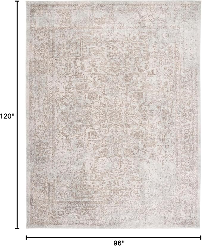 SAFAVIEH Area Rug 8x10 - Evoke Collection - Large - Ivory & Taupe, Distressed Design, Non-Shedding & Easy Cleaning, Ideal for Living Room, Bedroom, Dining Space (EVK256E)