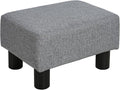 HOMCOM Ottoman Foot Rest, Small Foot Stool with Linen Fabric Upholstery and Plastic Legs, Cube Ottoman for Living Room, Gray