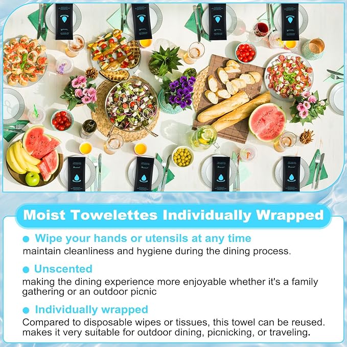 Moist Cotton Towel Bulk Moist Towelettes Individually Wrapped 8.7" x 8.7",White Towel Services,Refreshment Pre Moistened Towels for Travel Sport Party Spa Dentist (1 Count (Pack of 400), Unscented)