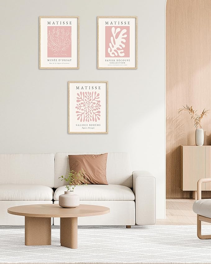 Matisse Art wall Décor Set of 3,Unframed Pink Tree wall art,Truly Quality Canvas Prints for 12x16in,Art poster decoration for kitchen, bathroom,living room,bedroom