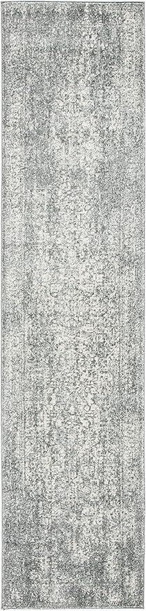 SAFAVIEH Evoke Collection Runner Rug - 2'2" x 17', Silver & Ivory, Distressed Design, Non-Shedding & Easy to Clean, Ideal for Foyer, Bedroom, Kitchen, Hallway (EVK256S)